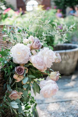 Peonies, Roses and Olive Floral Design for Italian Wedding