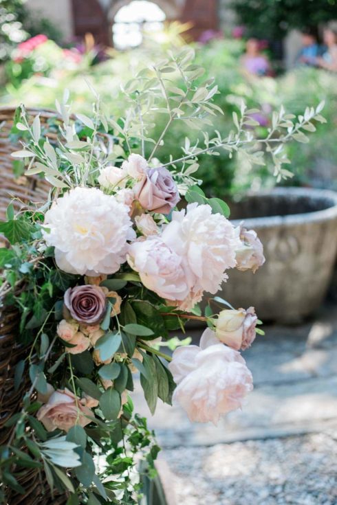 Peonies, Roses and Olive Floral Design for Italian Wedding